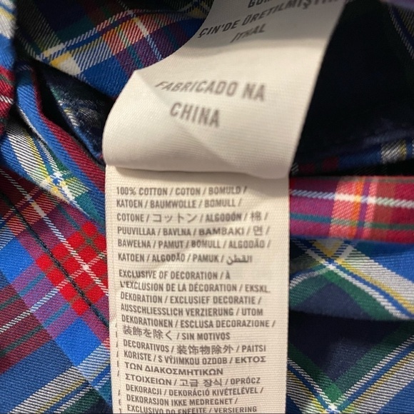 Abercrombie & Fitch Navy Blue Red Madris Cotton Long Sleeve Button-Up Shirt-Med. - Picture 11 of 12